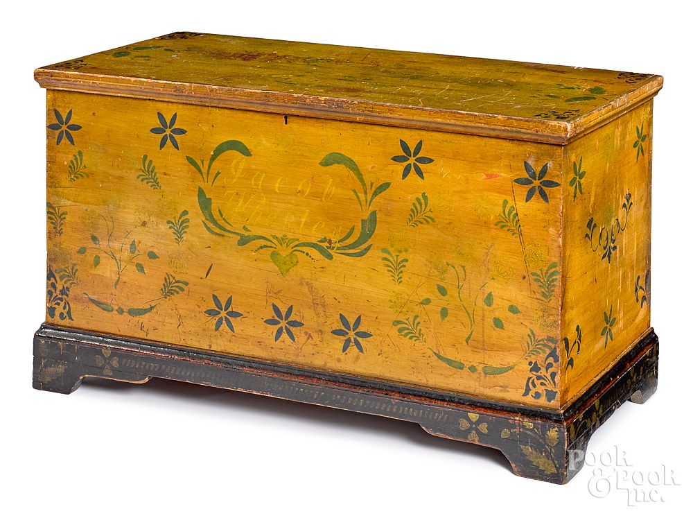 Appraisal: Ohio painted poplar dower chest mid th c Ohio painted