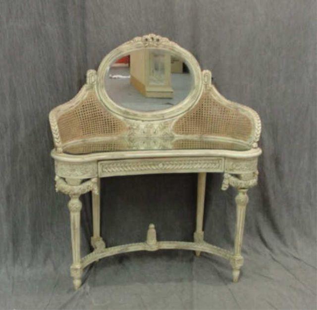 Appraisal: Ivory Painted Louis XV Style Kidney Shaped Vanity With Canning