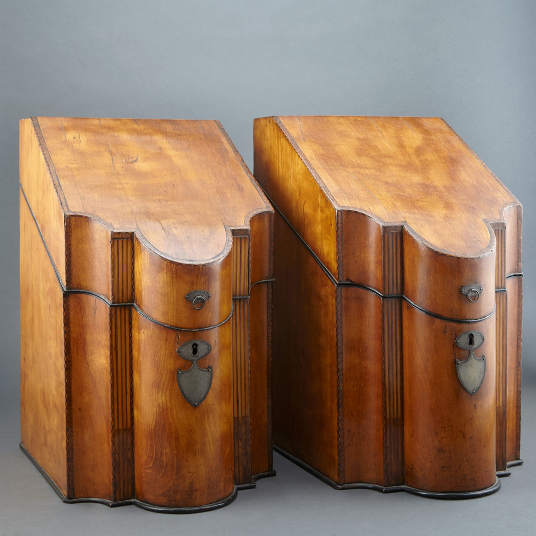 Appraisal: Pair of George III Satinwood Cutlery Boxes Last quarter of