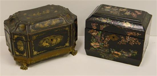 Appraisal: Two Chinese black lacquer boxes with hinged lids one c