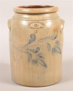 Appraisal: D P Shenfelder Gallon Crock with Floral Decoration D P