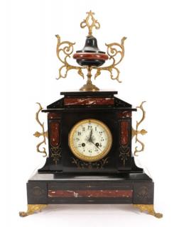 Appraisal: Late th C French Marble and Gilt Mantel Clock French