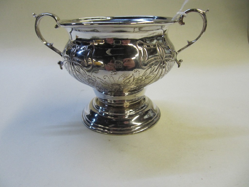 Appraisal: Silver double handled pedestal bowl London