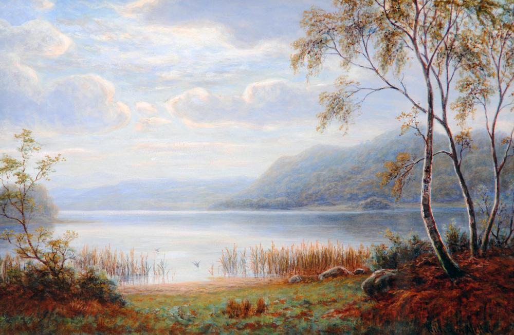 Appraisal: WILLIAM MELLOR - Lake Scene with Silver Birch in the