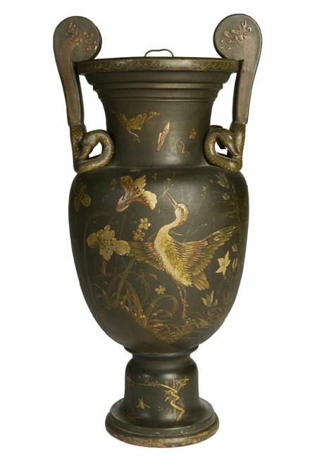 Appraisal: An impressive th century 'Japonesque' tole peinte amphora of large