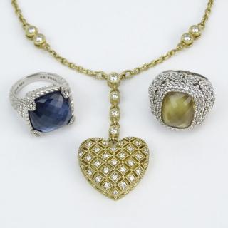 Appraisal: Grouping of Three Judith Ripka Sterling Silver Gemstone and CZ