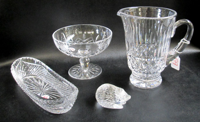 Appraisal: FOUR PIECES OF SIGNED WATERFORD CRYSTAL including a porcupine paperweight