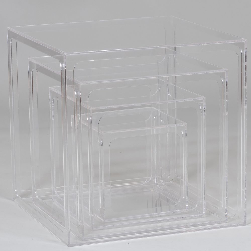 Appraisal: Set of Four Alessandro Albrizzi Perspex Nesting Cube Tables The