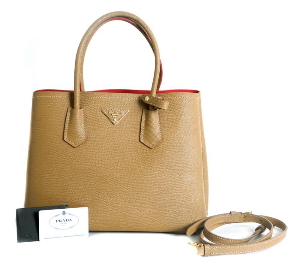 Appraisal: MEDIUM SAFFIANO LEATHER DOUBLE PRADA BAGMedium Saffiano Leather Double Prada