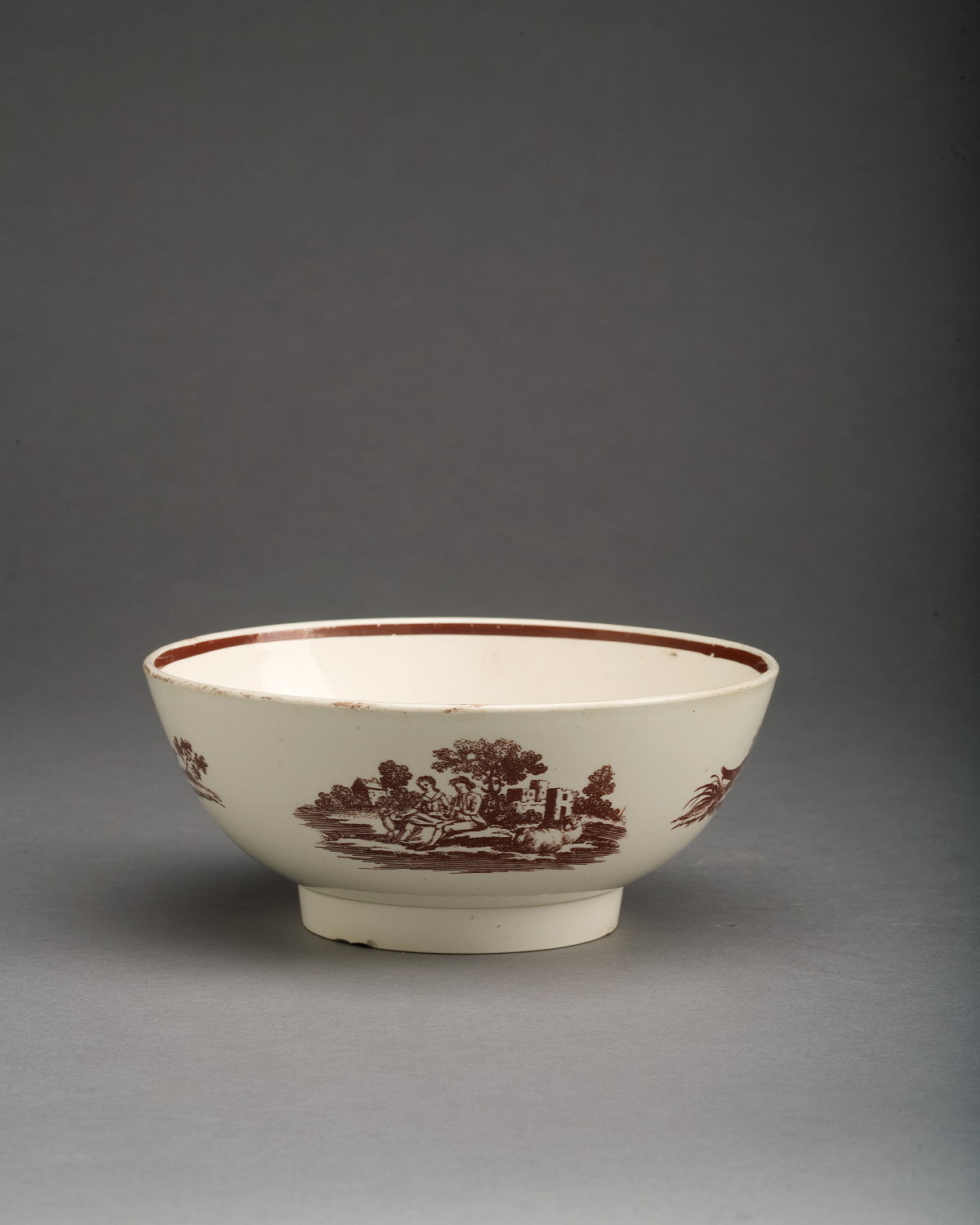 Appraisal: ENGLISH CREAMWARE RED TRANSFER-PRINTED BOWL PROBABLY STAFFORDSHIRE CIRCA - Printed