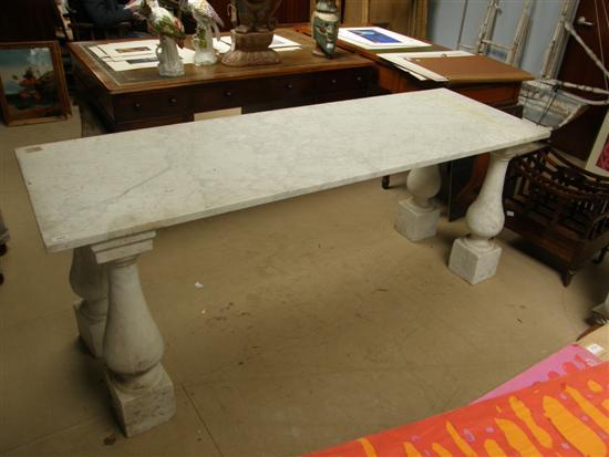 Appraisal: Marble topped table on four marble column supports h w