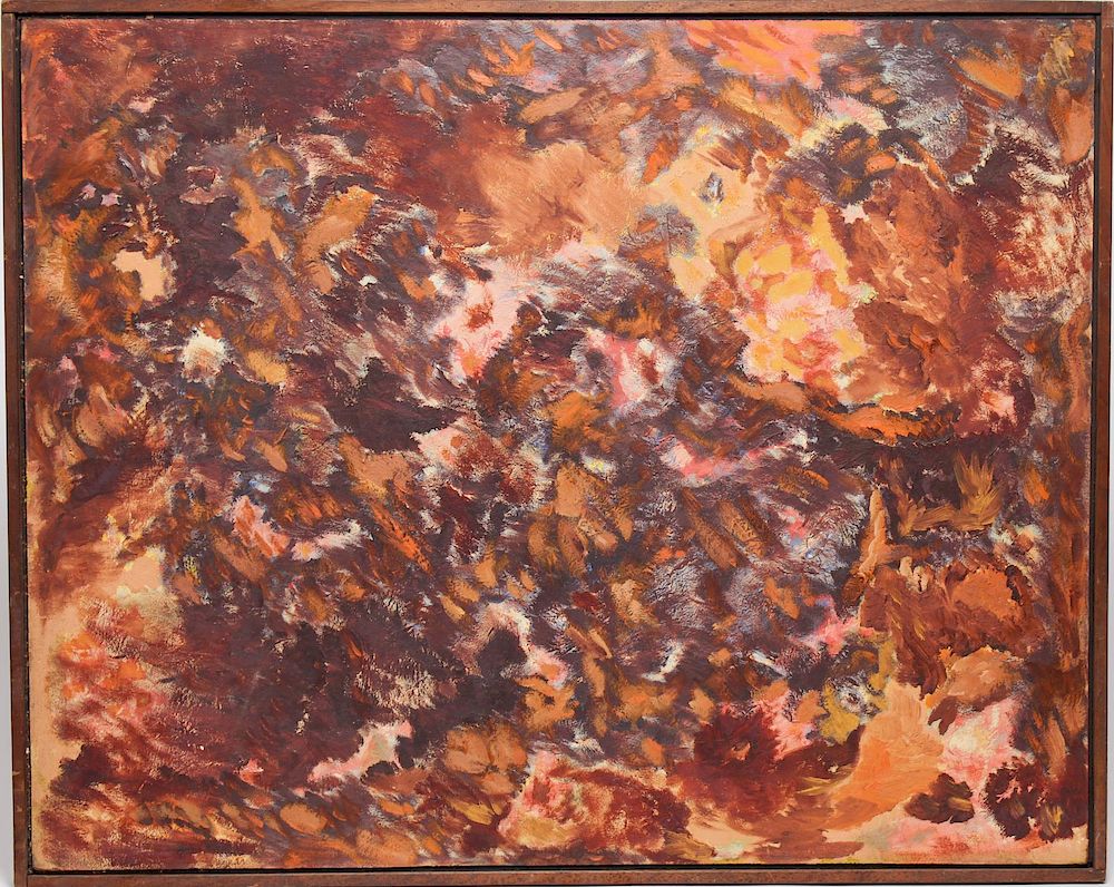 Appraisal: Drowning While on Walnut Abstract Oil on Canvas Unsigned abstract