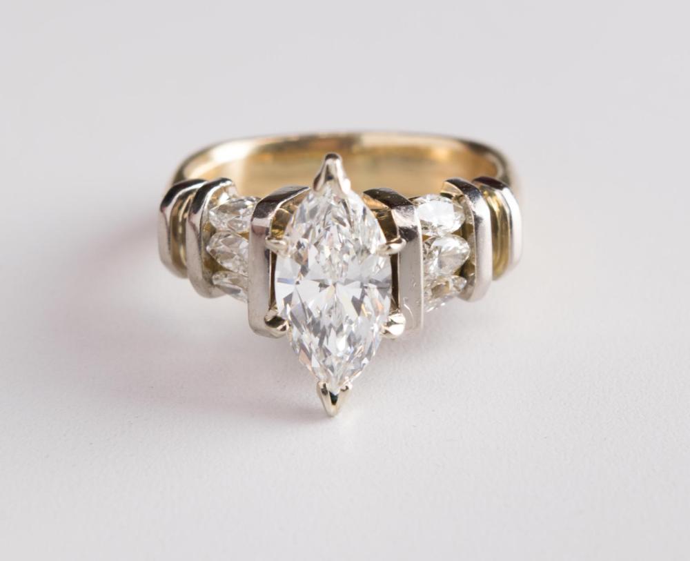 Appraisal: ESTATE DIAMOND AND FOURTEEN KARAT GOLD RING WITH APPRAISAL featuring