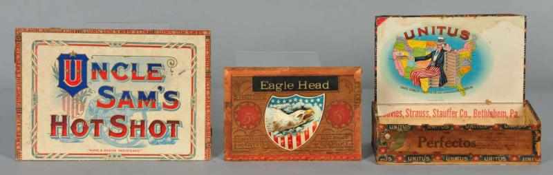 Appraisal: Lot of Patriotic Cigar Boxes Description Includes Uncle Sam's Hot