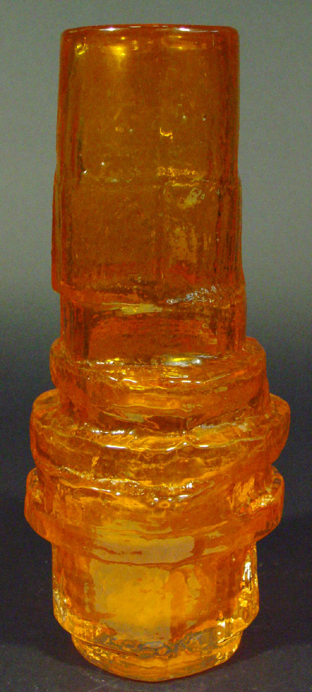 Appraisal: Whitefriars tangerine hooped glass vase m high