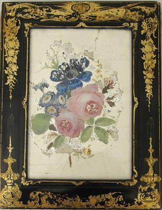 Appraisal: Victorian Papier-M ch Folio with Foilwork Picture x in