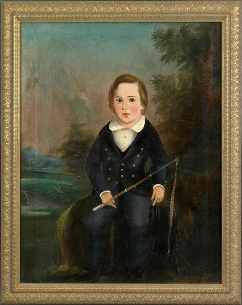 Appraisal: American School mid th c oil on canvas portrait of