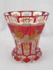 Appraisal: A Continental glass vase panel cut through the red flashed