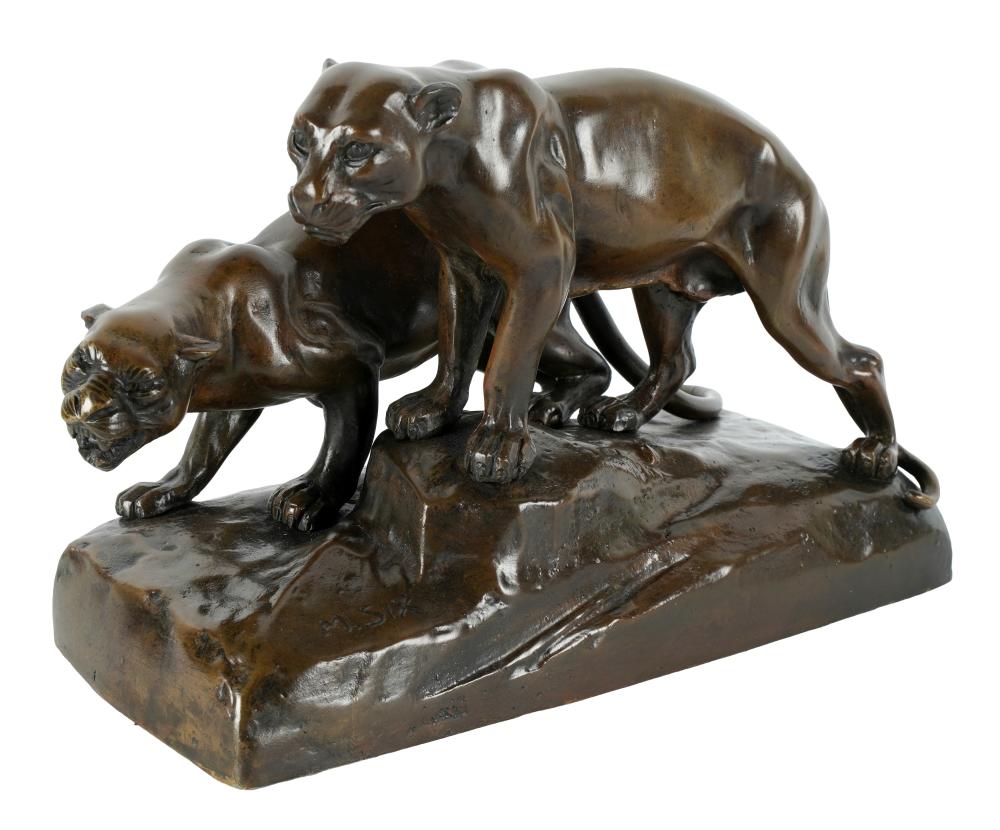 Appraisal: MICHAEL SIX - LION FIGURAL GROUPbronze signed in casting no