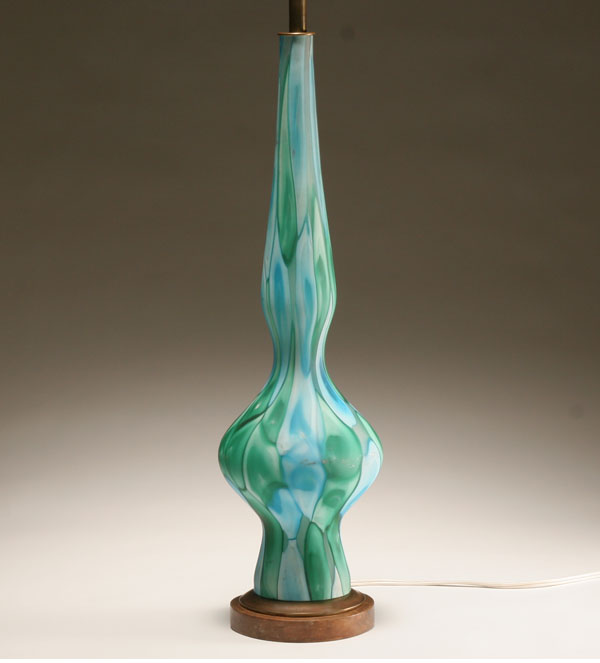 Appraisal: Fratelli Toso Nerox murrina art glass table lamp in turquoise