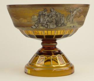 Appraisal: Antique Amber Colored Bohemian Cut Glass Center Bowl Antique Amber