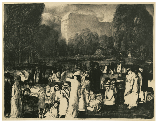 Appraisal: GEORGE BELLOWS In the Park Light Lithograph on smooth cream