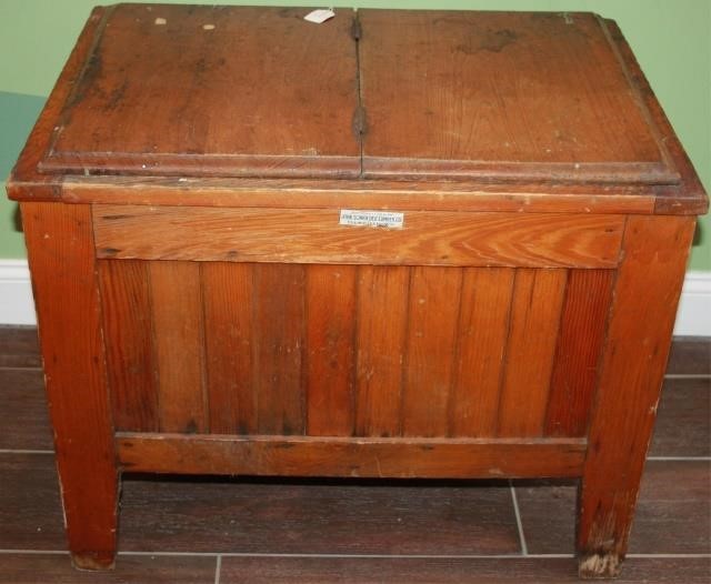 Appraisal: ANTIQUE WOODEN ICE BOX MARKED JOHN SCHROEDERLUMBER CO MILWAUKEE WI