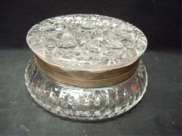 Appraisal: Cut Crystal Round Lidded Box Very fine cut glass with