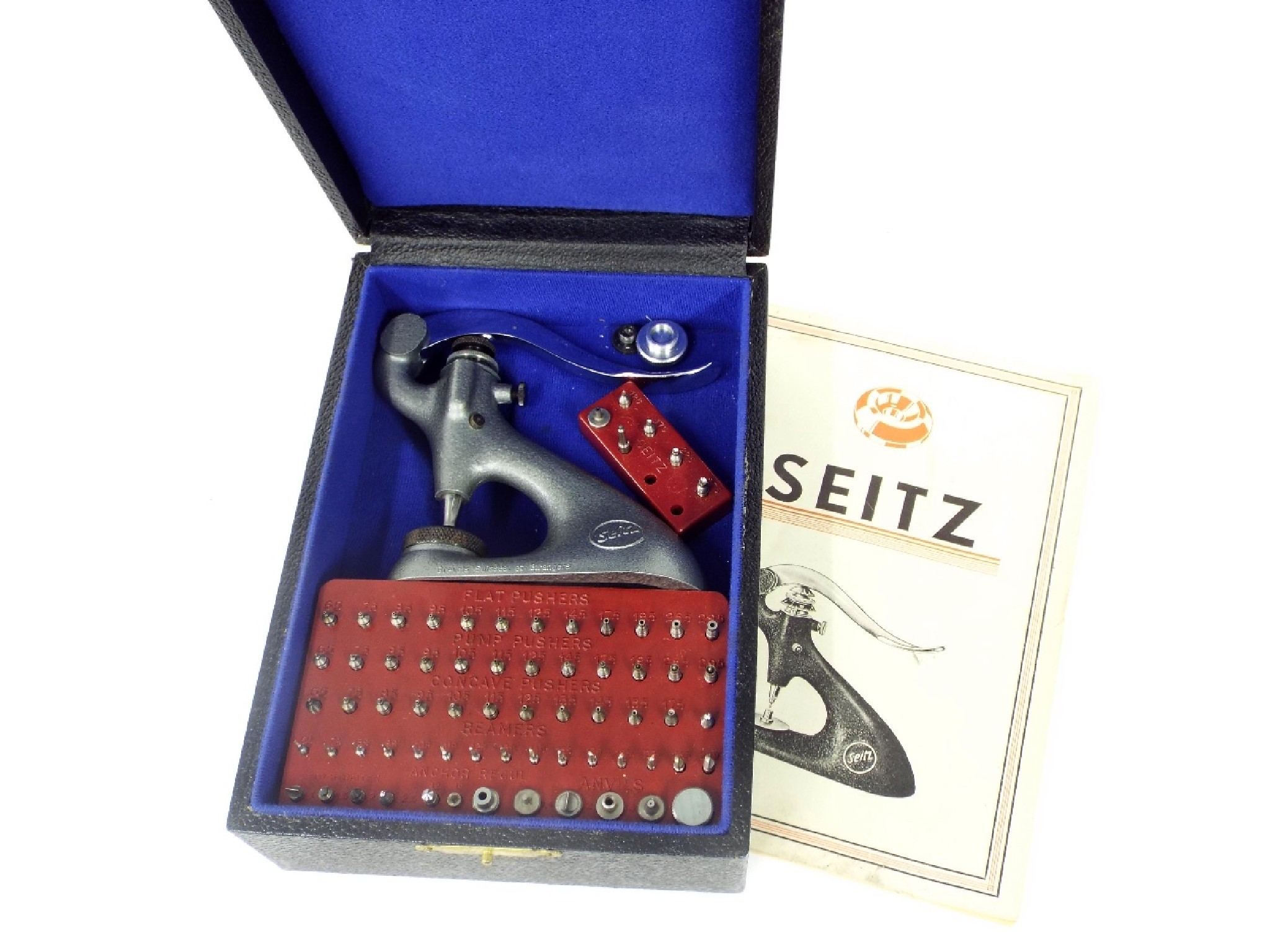 Appraisal: Seitz jewelling tool and accessories within the original leather box