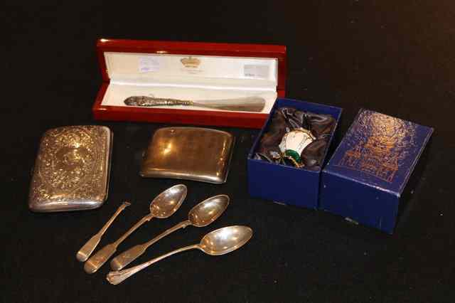 Appraisal: TWO SILVER CIGARETTE CASES one with engraved decoration three silver