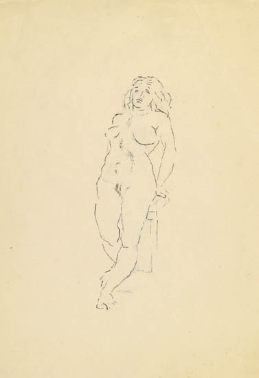 Appraisal: MAX WEBER Standing Female Nude Pencil on cream wove paper