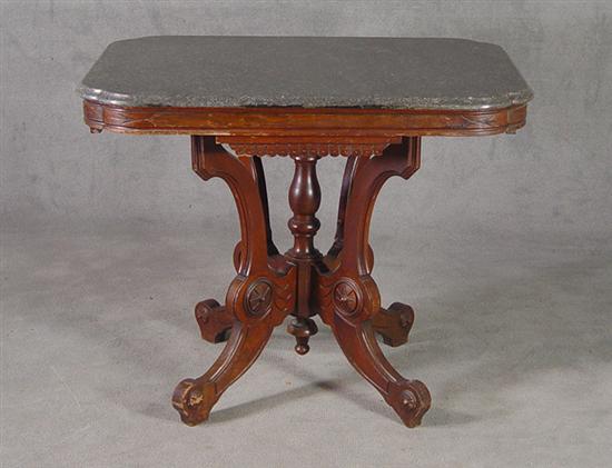 Appraisal: Marble Top Aesthetic Movement Center Table Circa Gray marble top