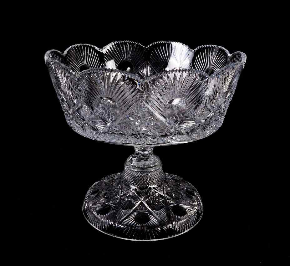 Appraisal: MODERN CUT GLASS PEDESTAL PUNCH BOWL '' h x ''