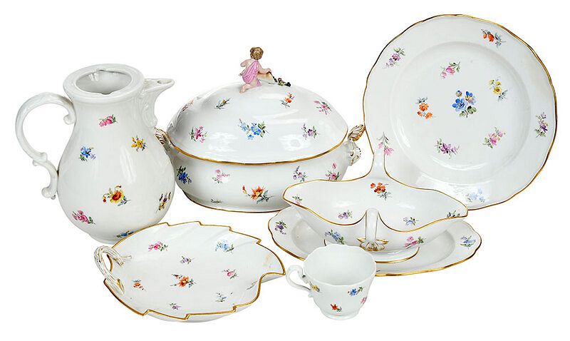 Appraisal: Meissen Scattered Flowers Partial Dinner Service German floral sprays and