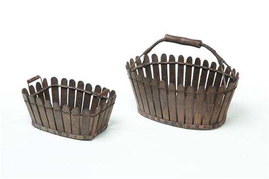 Appraisal: TWO BERRY BASKETS Possibly Shaker late th century Similar ''picket