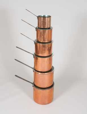 Appraisal: A Set of Six Graduated Copper Pots Ca stamped Paul