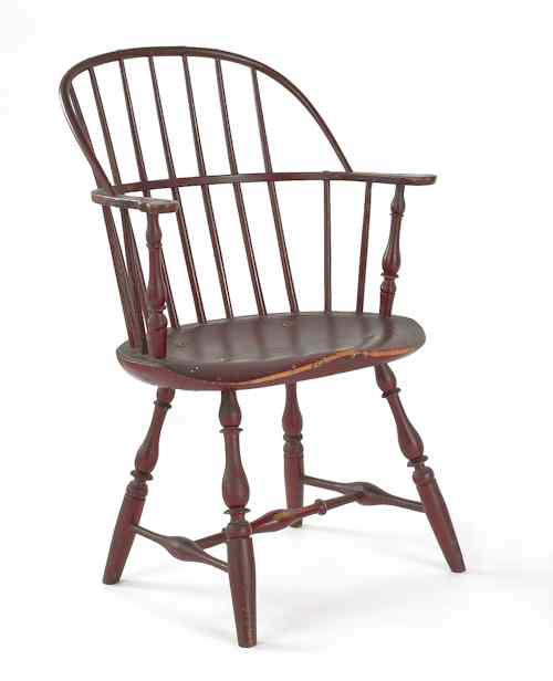 Appraisal: Philadelphia painted Windsor armchair ca with a sackback a plank