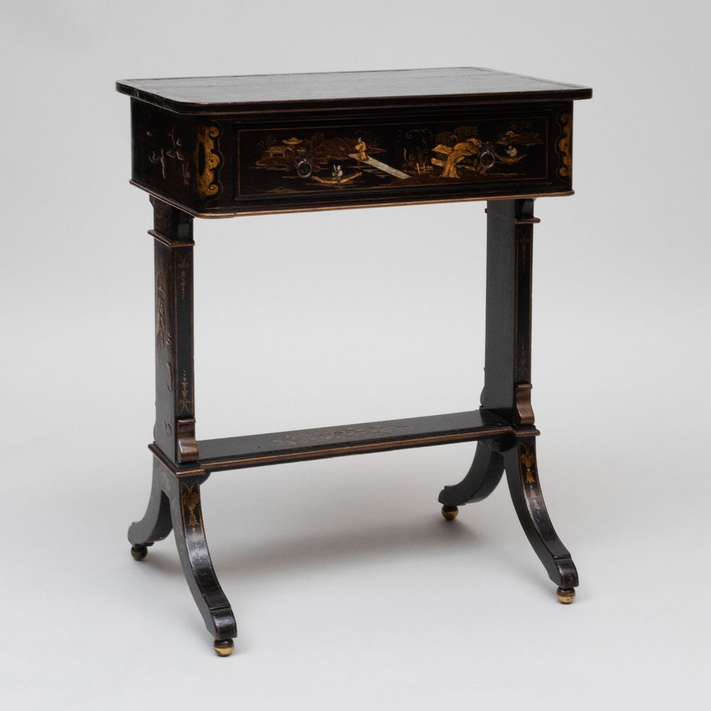 Appraisal: Regency Style Black Japanned Side Table x x in Condition