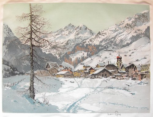 Appraisal: Artist Figura Hans Austrian - Title Austrian Mountain Village Date