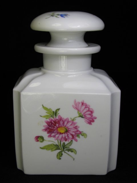 Appraisal: Meissen porcelain floral hand painted boudoir decanter high by wide