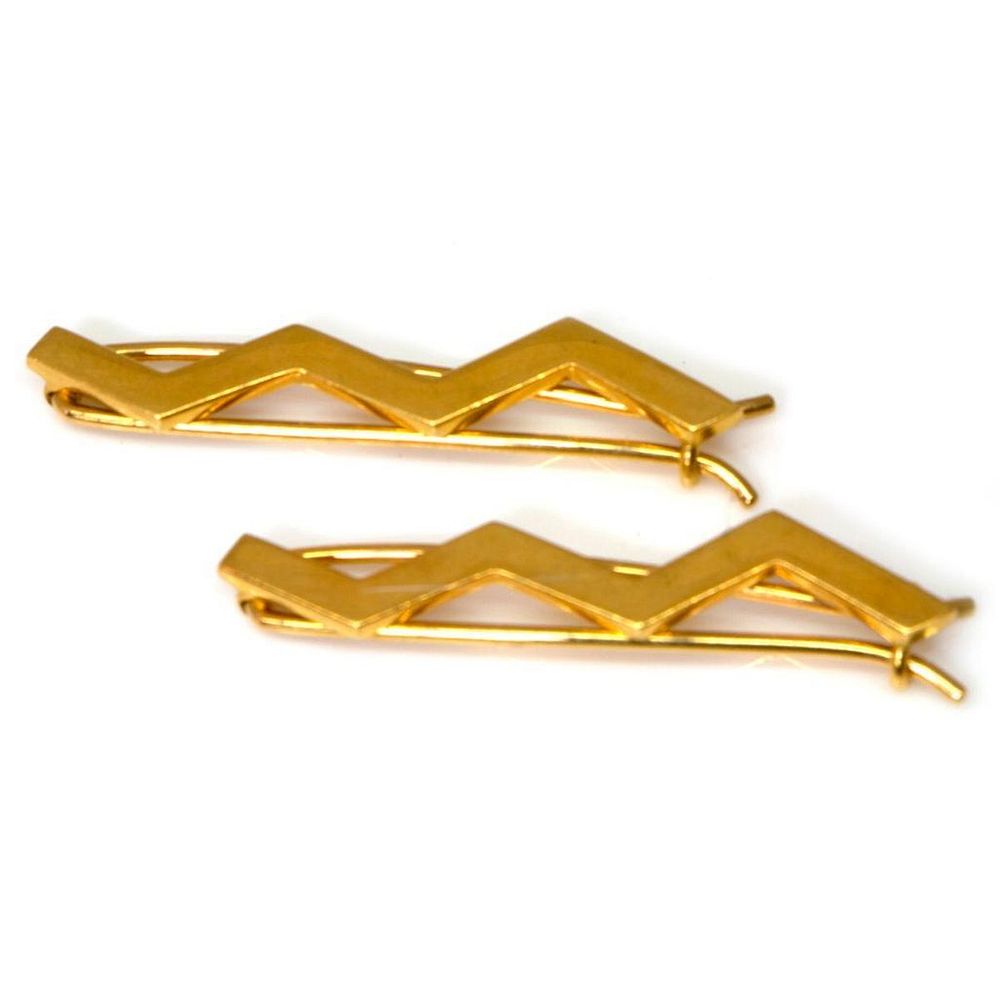 Appraisal: Two Tiffany Co k gold barrettes zig zag design signed