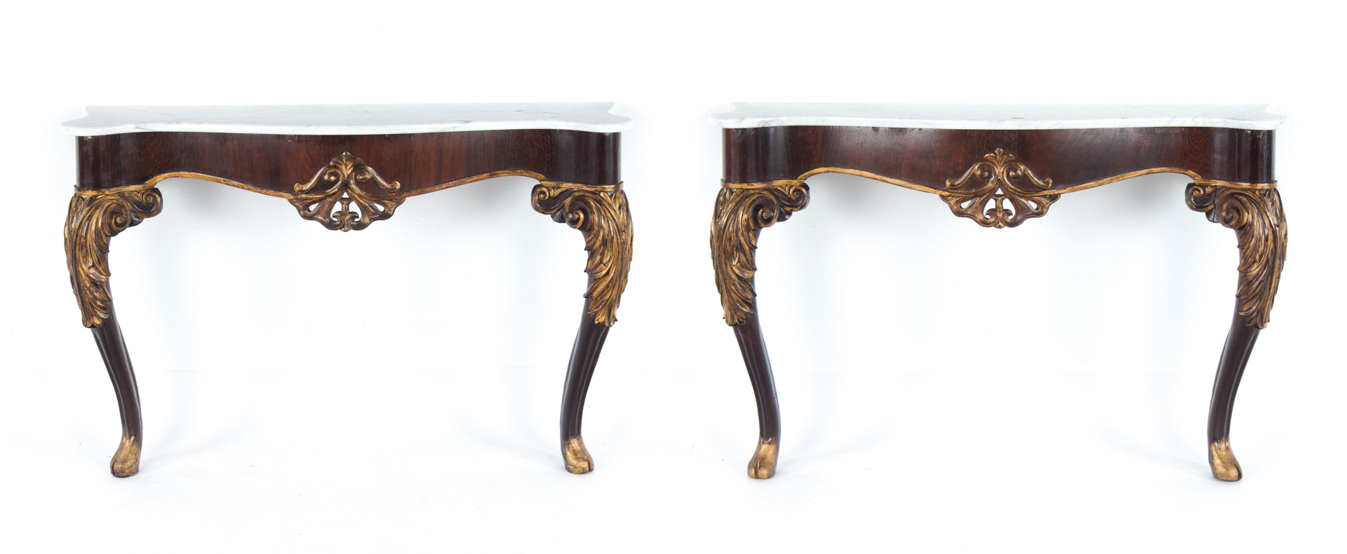 Appraisal: Pair of George I style rosewood console tables Undernumber