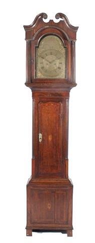 Appraisal: An eight day Georgian oak long case clock with swan