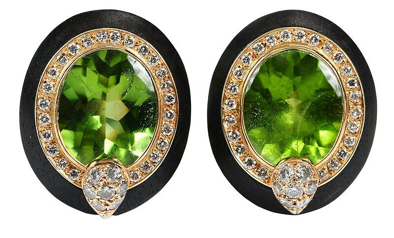 Appraisal: Repossi kt Gemstone Earclips each with one fancy cut peridot