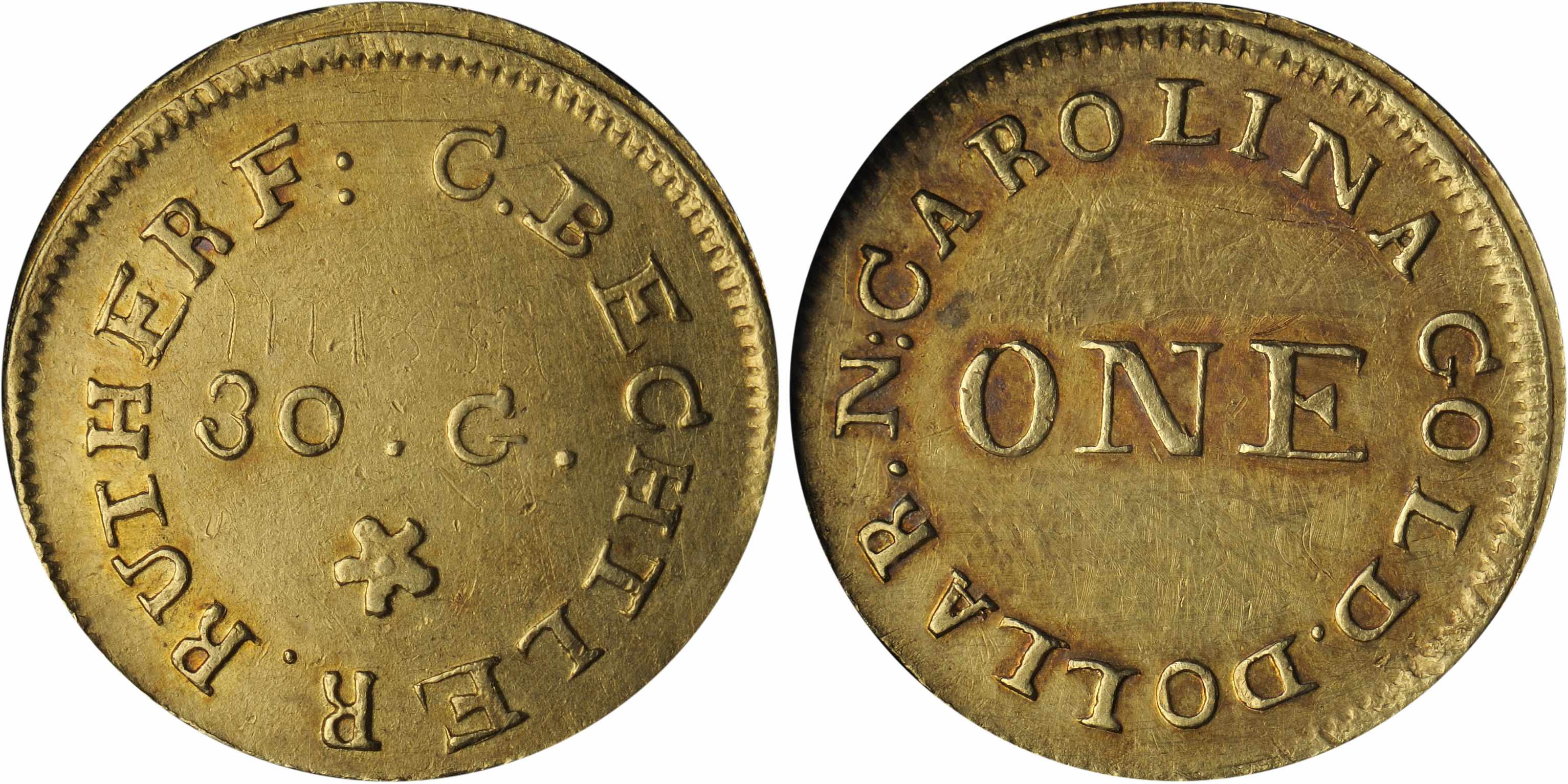 Appraisal: Undated - C Bechtler Gold Grains K- R This coin