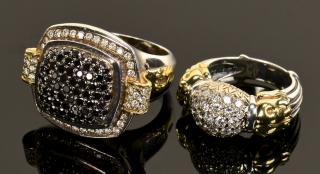 Appraisal: Two Lagos SS K Diamond Rings st item Lagos K