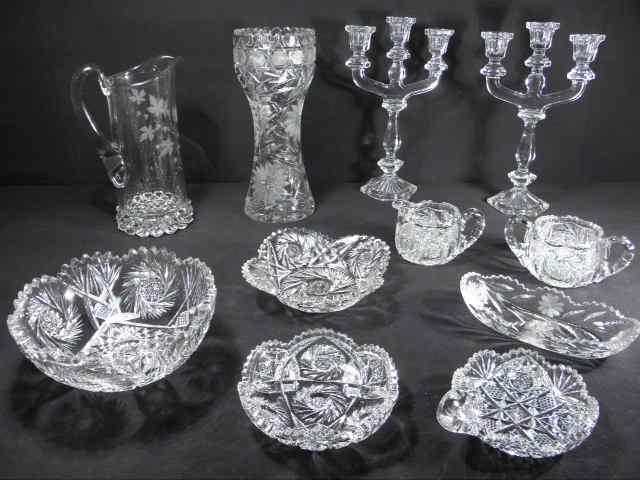 Appraisal: Lot of eleven pieces of assorted cut crystal and glass