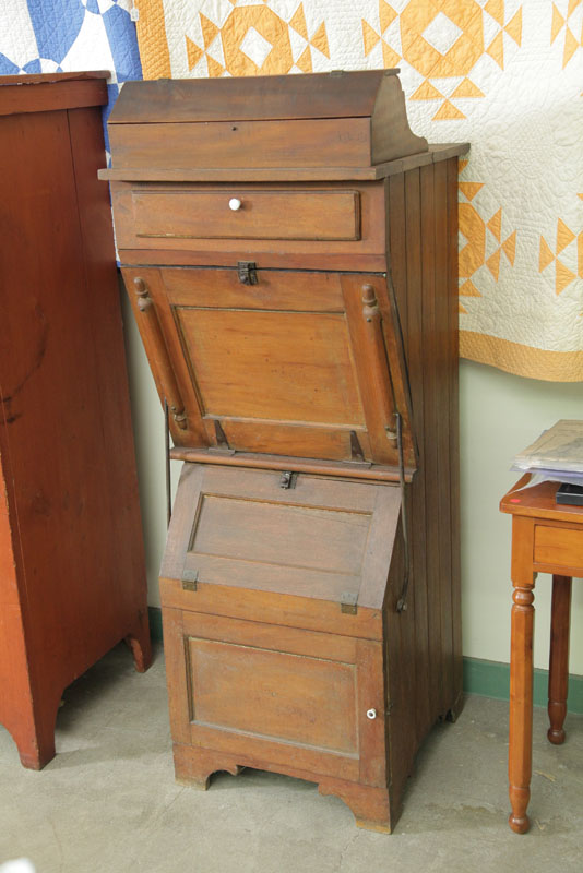 Appraisal: GRAIN BIN Walnut having one drawer with porcelain pulls and