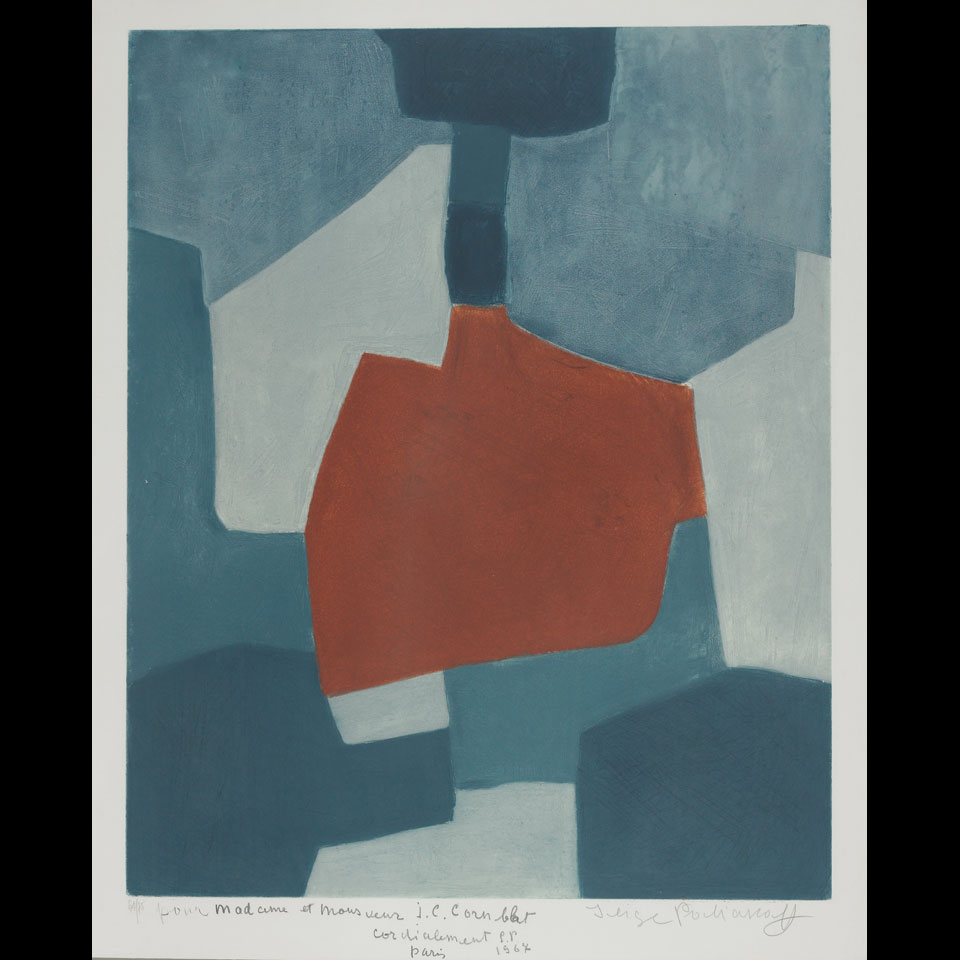 Appraisal: Serge Poliakoff - Russian COMPOSITION BLEUE ET ROUGE Colour aquatint