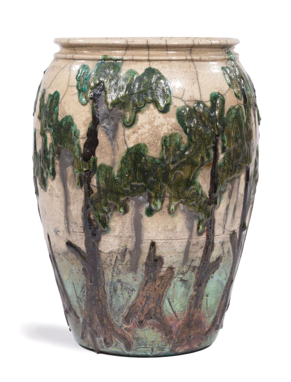 Appraisal: Shadyside Pottery Vase late th c New Orleans swamp landscapes